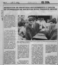 Momentos de profundo recogimiento y dolor en funerales de escritor Hugo Thenoux Moure  [artículo].