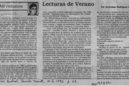 Lecturas de verano  [artículo] Antonieta Rodríguez Paris.