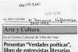 Presentan "Verdades poéticas", libro de entrevistas literarias  [artículo].
