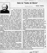 Sobre las "Huellas del silencio"  [artículo] Adriano Améstica.