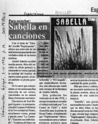 Sabella en canciones  [artículo].
