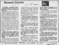 Humor criollo  [artículo] Tse Tsé.