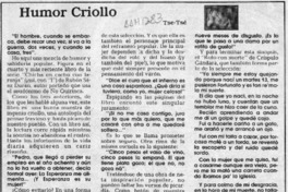 Humor criollo  [artículo] Tse Tsé.