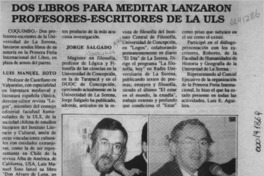 Dos libros para meditar lanzaron profesores-escritores de la ULS  [artículo].