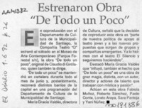 Estrenaron obra "Un poco de todo"  [artículo].