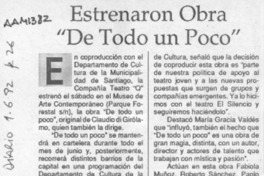 Estrenaron obra "Un poco de todo"  [artículo].