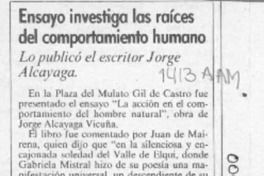 Ensayo investiga las raíces del comportamiento humano  [artículo].