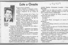 Este u Oreste  [artículo] Enrique Ramírez Capello.