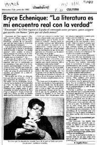 Bryce Echenique, "La literatura es mi encuento real con la verdad"  [artículo] Angélica Rivera.