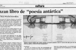 Lanzan libro de "poesía antártica"  [artículo].
