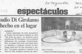 En obra de Claudio Di Girolamo repartirán pan hecho en el lugar  [artículo].