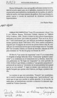 Obras incompletas  [artículo] José Rafael Reyes Reyes.