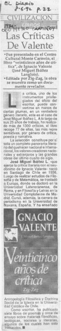 Las Críticas de Valente  [artículo].