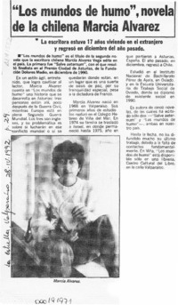 "Los Mundos de humo", novela de la chilena Marcia Alvarez  [artículo].