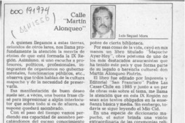 Calle "Martín Alonqueo"  [artículo] Luis Seguel Mora.