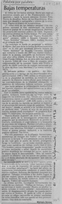 Bajas temperaturas  [artículo] Marcelo Novoa.