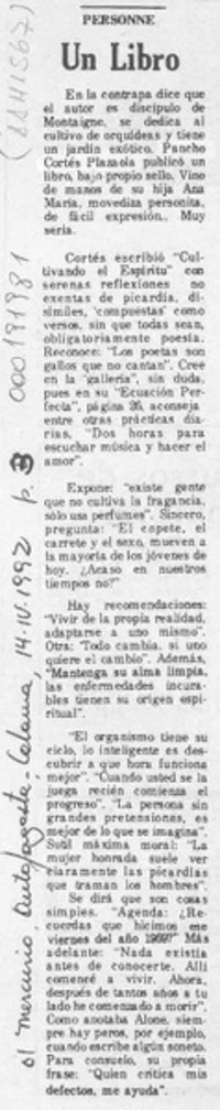 Un libro  [artículo] Personne.