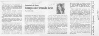 Ensayos de Fernando Durán  [artículo] Sara Vial.