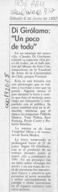 Di Girolamo, "Un poco de todo"  [artículo].