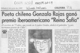 Poeta chileno Gonzalo Rojas ganó premio iberoamericano "Reina Sofía"  [artículo].