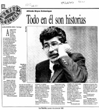 Todo en él son historias  [artículo] María Eugenia Meza.
