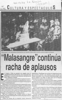 "Malasangre" continúa racha de aplausos  [artículo].
