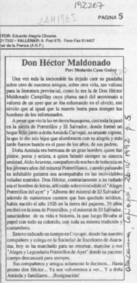 Don Héctor Maldonado  [artículo] Medardo Cano Godoy.
