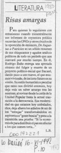 Risas amargas  [artículo] L. B.
