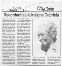 Recordarán a la insigne Gabriela  [artículo].
