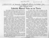 Gabriela Mistral vista en su tierra  [artículo] Ketty Farandato Politis.