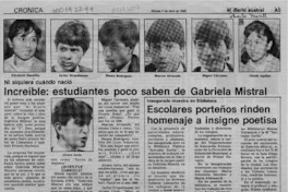 Increíble, estudiantes poco saben de Gabriela Mistral  [artículo].