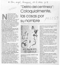 "Delirio del centinela", coloquialmente, las cosas por su nombre  [artículo] Daga.