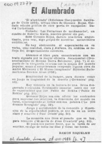 El Alumbrado  [artículo] Ramón Riquelme.