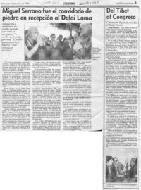 Miguel Serrano fue el convidado de piedra en recepción al Dalai Lama  [artículo].