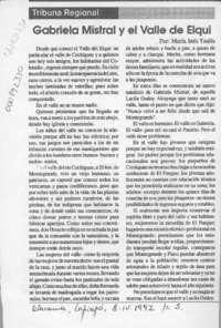 Gabriela Mistral y el valle de Elqui  [artículo] María Inés Taulis.