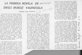 La primera novela de Diego Muñoz Valenzuela  [artículo] Wellington Rojas Valdebenito.
