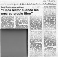 "Cada lector cuando lee crea su propio libro"  [artículo].