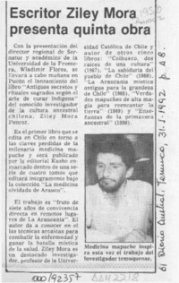 Escritor Ziley Mora presenta quinta obra  [artículo].