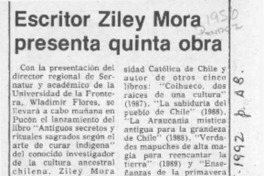 Escritor Ziley Mora presenta quinta obra  [artículo].