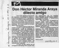 Don Héctor Miranda Araya dilecto amigo  [artículo] René Leiva B.