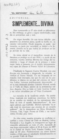 Simplemente -- Divina  [artículo].