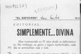 Simplemente -- Divina  [artículo].