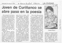 Joven de Curiñanco se abre paso en la poesía  [artículo].