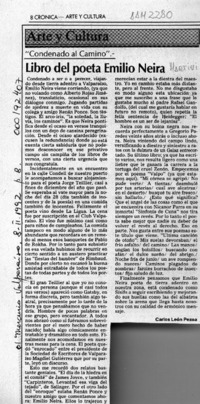Libro del poeta Emilio Neira  [artículo] Carlos León Pezoa.