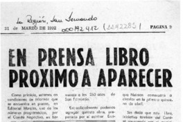 En prensa libro próximo a aparecer  [artículo].