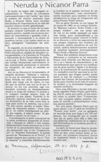 Neruda y Nicanor Parra  [artículo] Lautaro Robles.