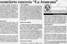 Desconcierto concreta "La Araucana"  [artículo] Italo Passalacqua C.