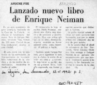 Lanzado nuevo libro de Enrique Neiman  [artículo].