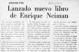 Lanzado nuevo libro de Enrique Neiman  [artículo].