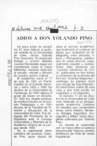 Adiós a don Yolando Pino  [artículo].